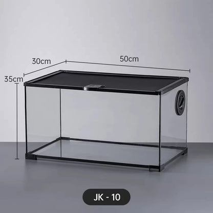 Professionelles Glas-Terrarium für Reptilien, geeignet für Chamäleons, Echsen und Schlangen, ideal für Hornfrösche und Wasserschildkröten, mit transparenter Belüftung.