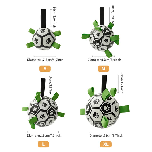 Pallone da calcio con cinghie per cani