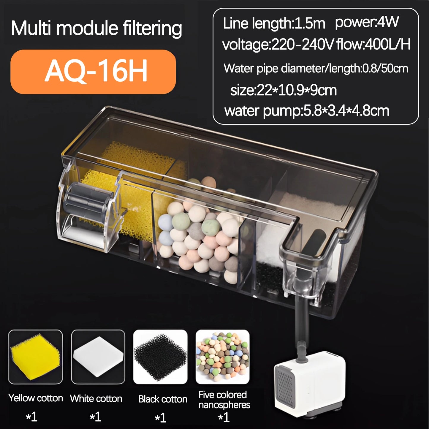 Filtro biochimico superiore multifunzione con pompa per acquario