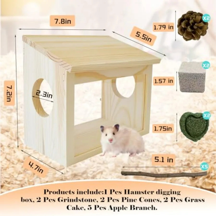 Sichtbare Grabekiste für Hamster mit Sandbadewanne und Acrylplattenzubehör für Zwerghamster, syrische Hamster, Mäuse, Rennmäuse, Lemminge
