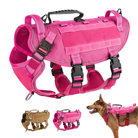 Imbracatura tattica militare per cani a prova di fuga gilet per cani in Nylon riflettente imbracature per cani di taglia media per escursioni Pitbull