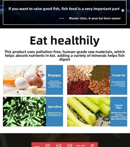 Cibo per carpe Koi, pesci rossi e pesci ornamentali